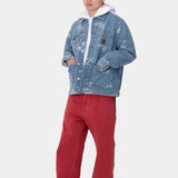 Stamp Print Jacket Blue Bleached I033743