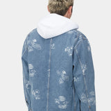 Stamp Print Jacket Blue Bleached I033743