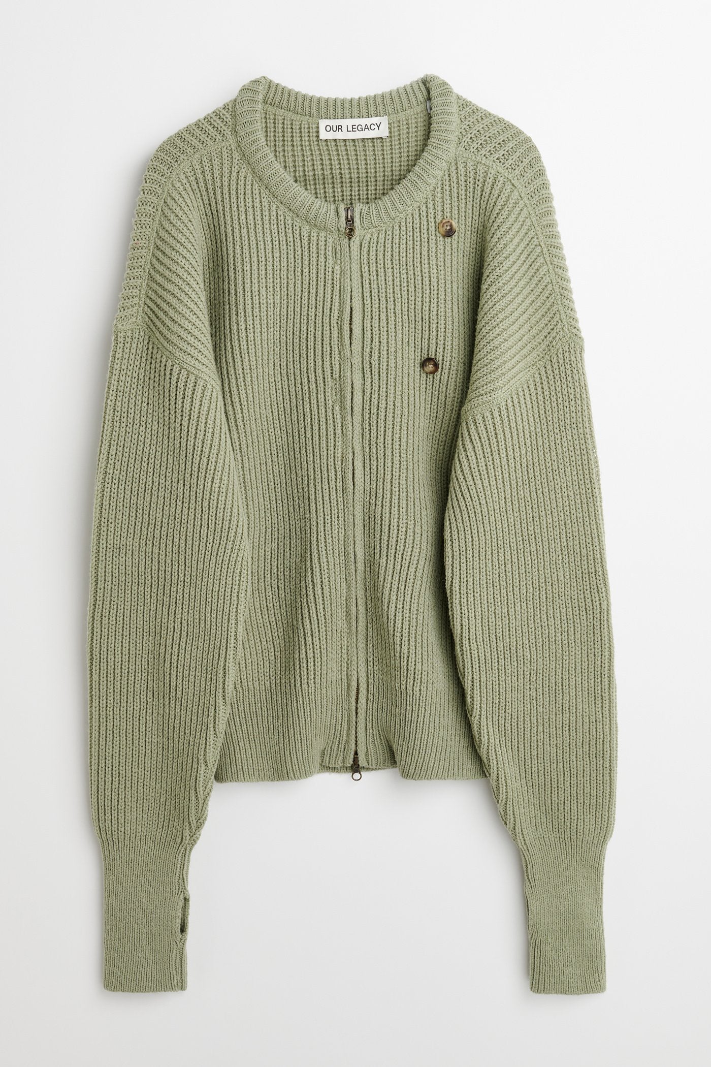Zip Wrap Cardigan Green