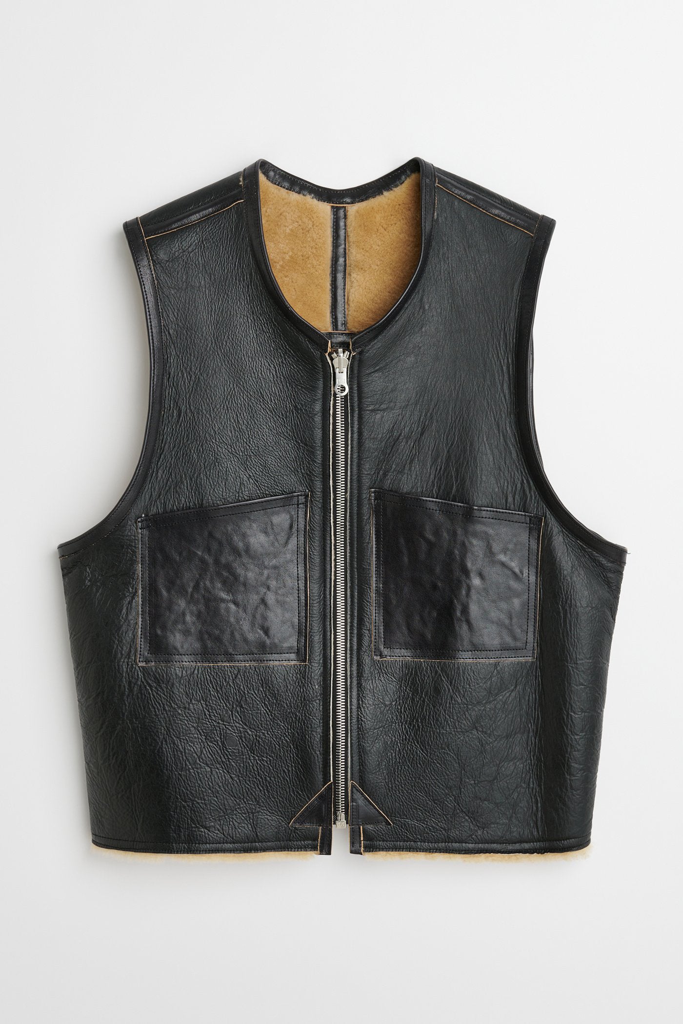 Reversible Shearling Vest Black/Brown