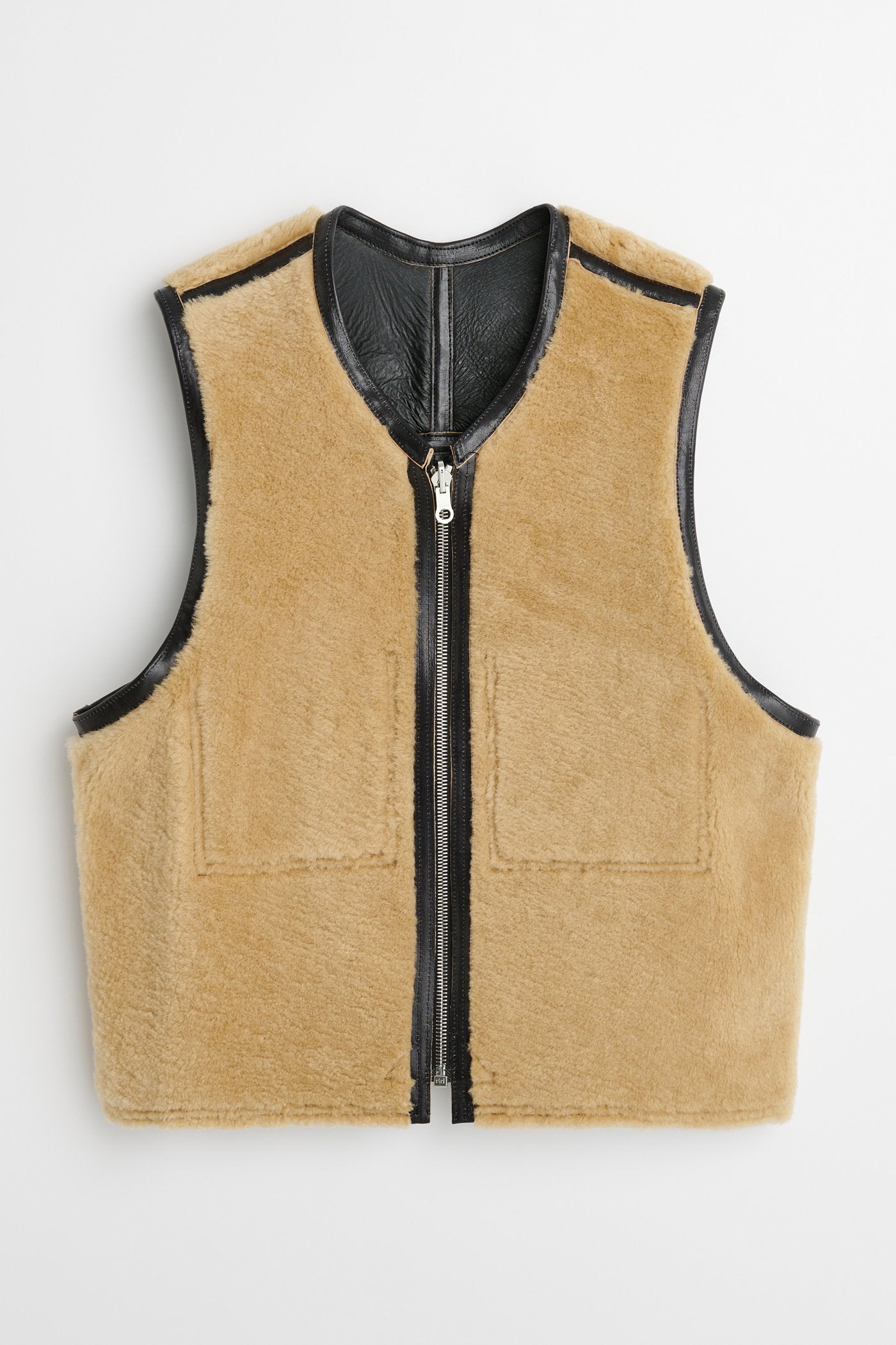 Reversible Shearling Vest Black/Brown
