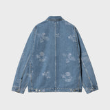 Stamp Print Jacket Blue Bleached I033743