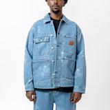 Stamp Print Jacket Blue Bleached I033743