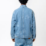 Stamp Print Jacket Blue Bleached I033743