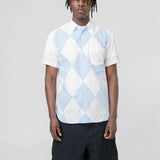 Cotton Dobby With Dot/Diamond Pattern Shirt White/Blue FM-B051-S24-1