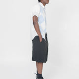 Dot/Diamond Pattern Short Sleeve Button Up Shirt White/Blue FM-B051-S24-1