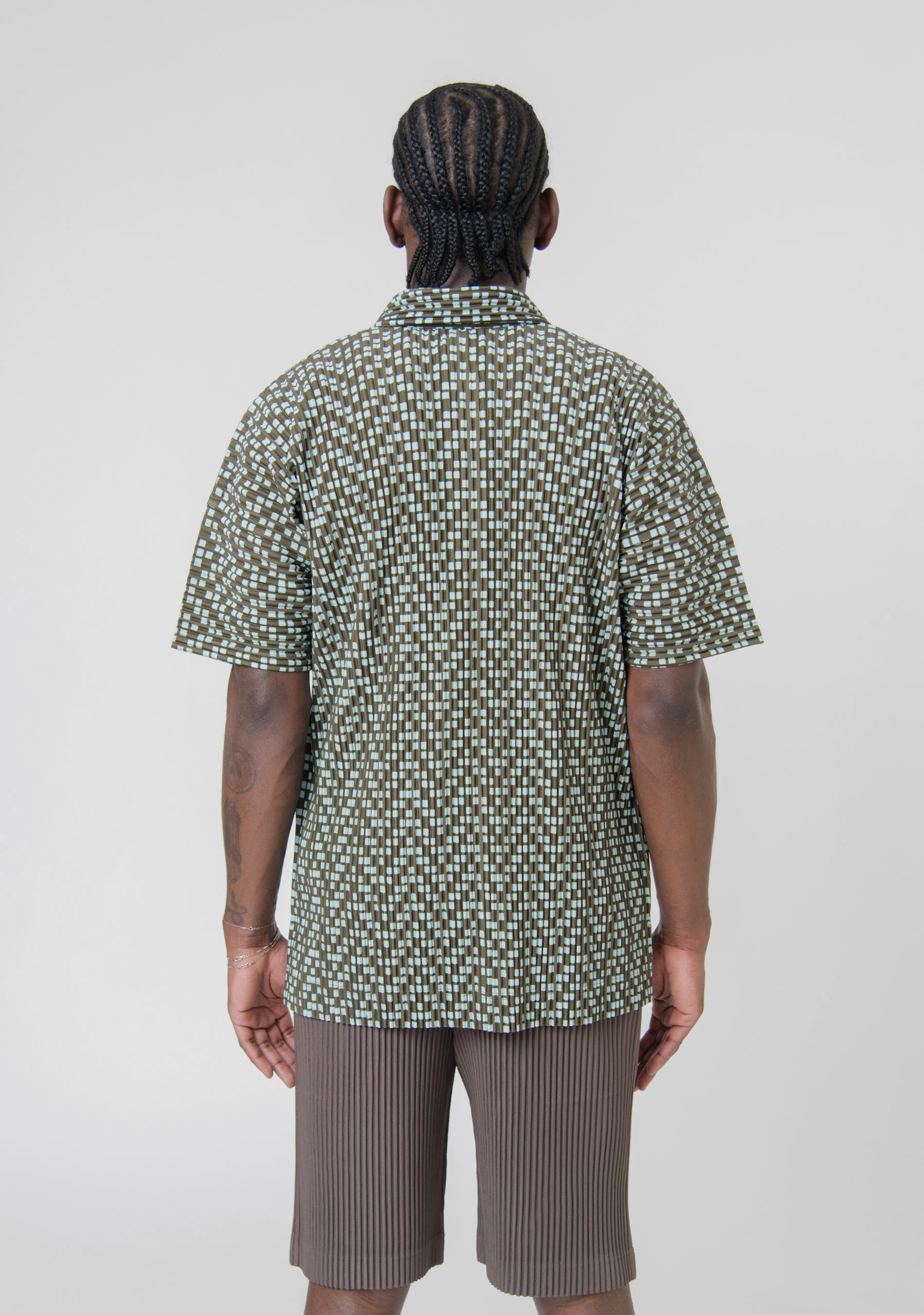 Cedar Pleated Short Sleeve Shirt Khaki JM169-65
