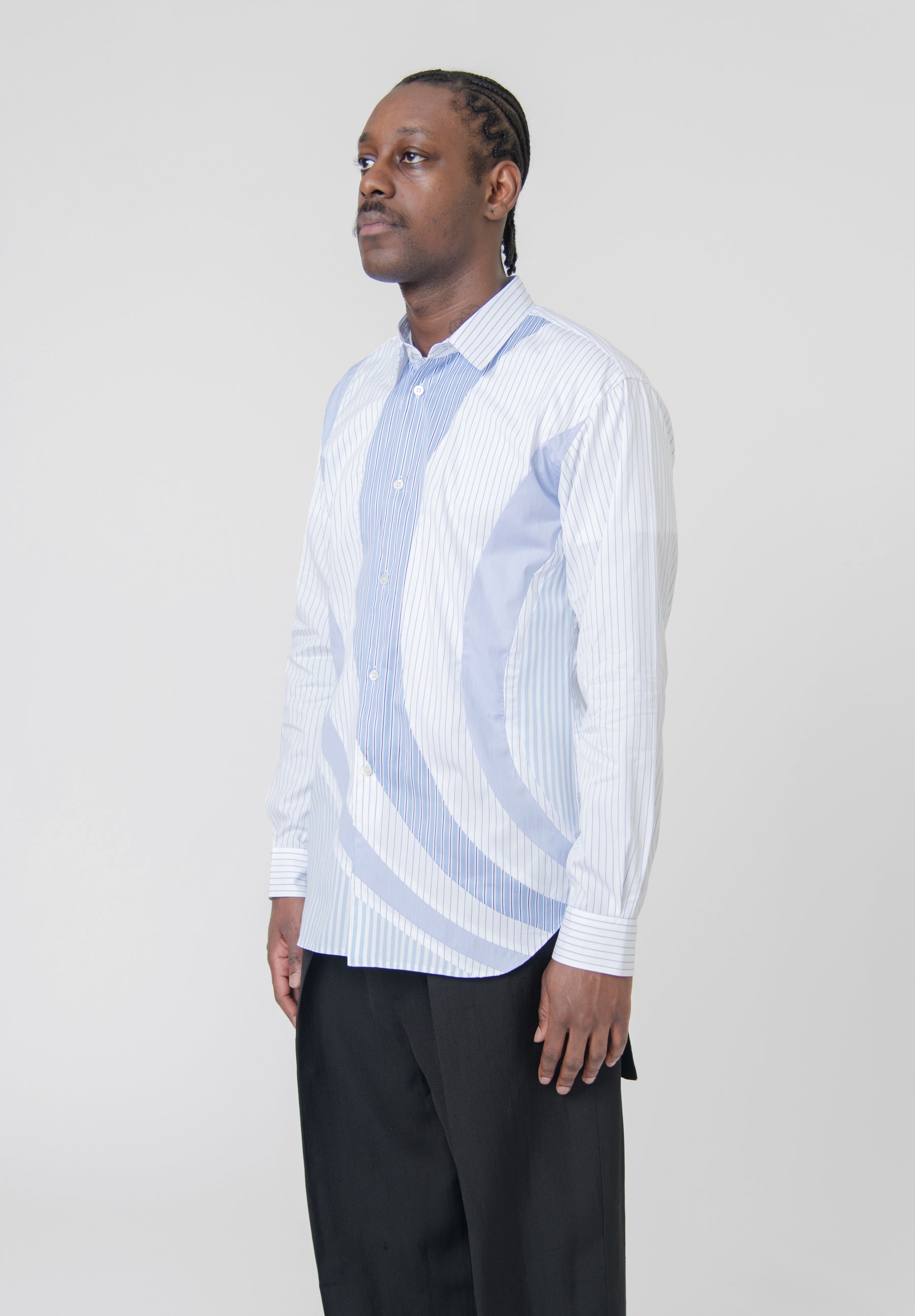 Mixed Thin Stripe Shirt White/Blue FK-B033