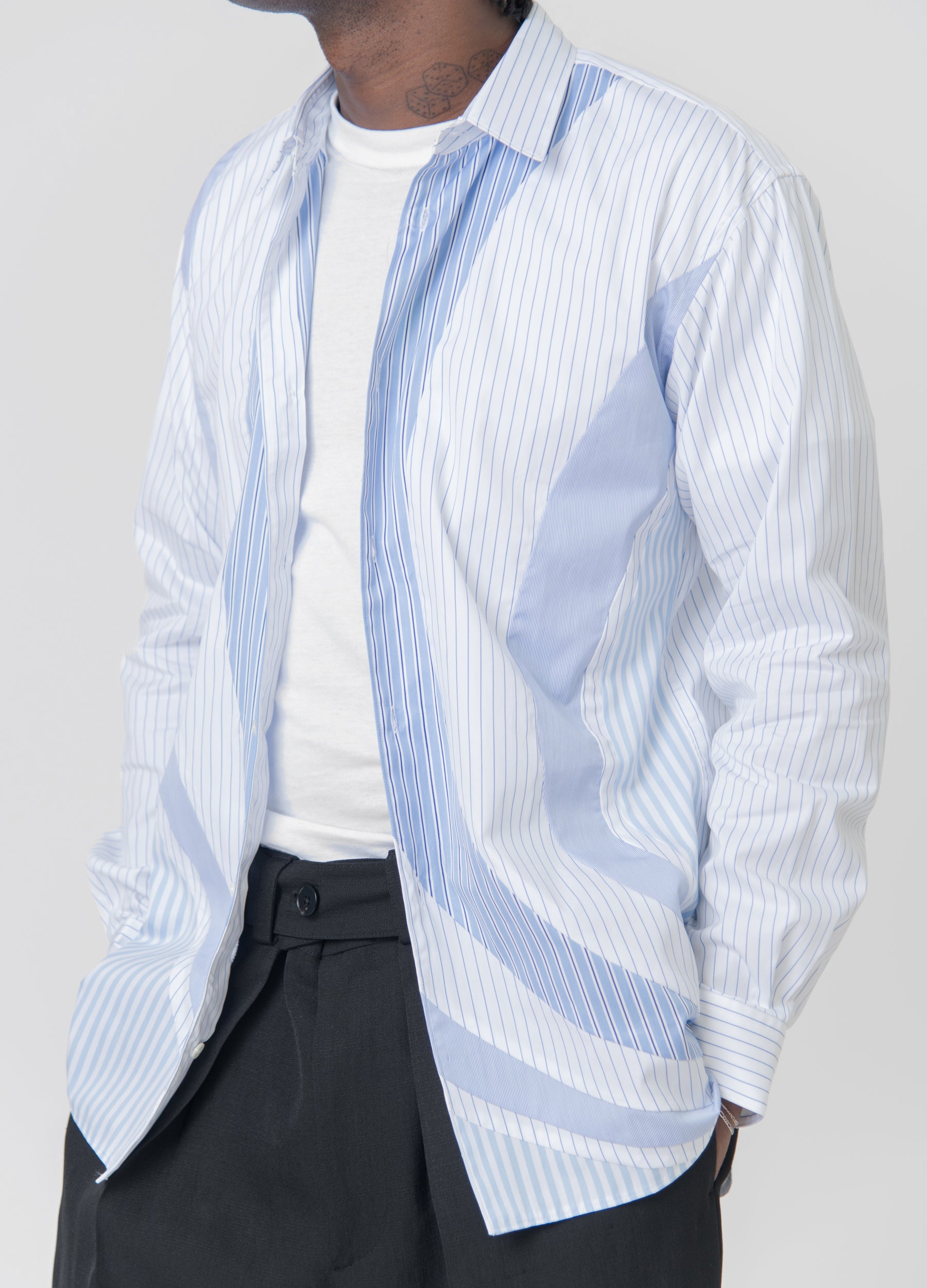 Mixed Thin Stripe Shirt White/Blue FK-B033
