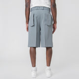 Wool Gabardine Box Pleat Short Celadon Green J22KA0112