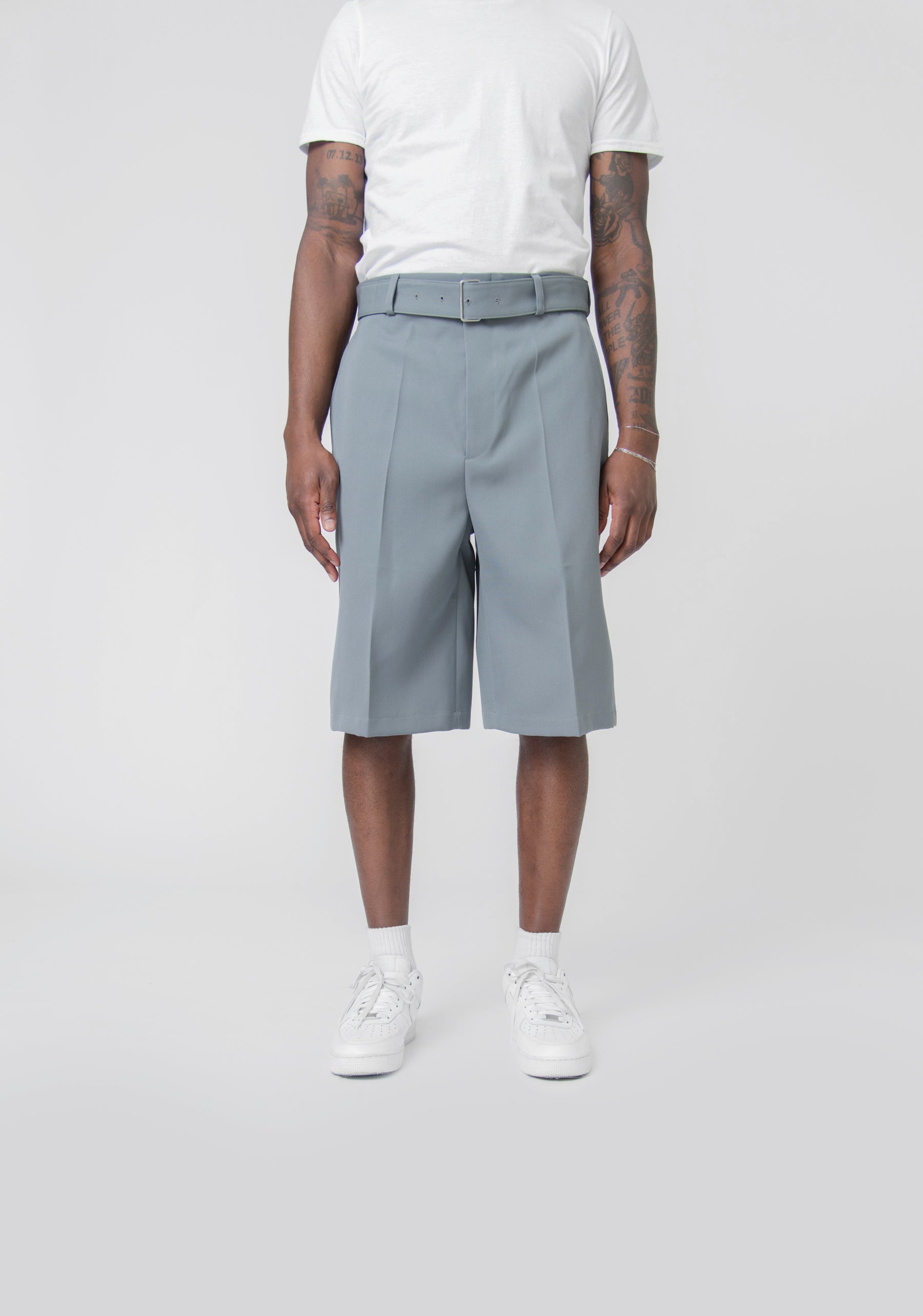 Wool Gabardine Box Pleat Short Celadon Green J22KA0112