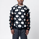 Distressed Knit Wool Sweater Black PN-N010-051