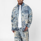 Printed Button-Up Shirt Denim Blue FN-MN-SHIR000872