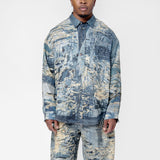 Printed Button-Up Shirt Denim Blue FN-MN-SHIR000872
