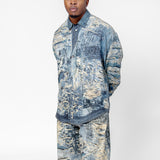 Printed Button-Up Shirt Denim Blue FN-MN-SHIR000872