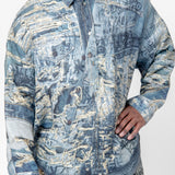 Printed Button-Up Shirt Denim Blue FN-MN-SHIR000872