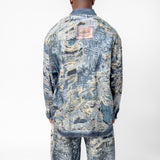 Printed Button-Up Shirt Denim Blue FN-MN-SHIR000872