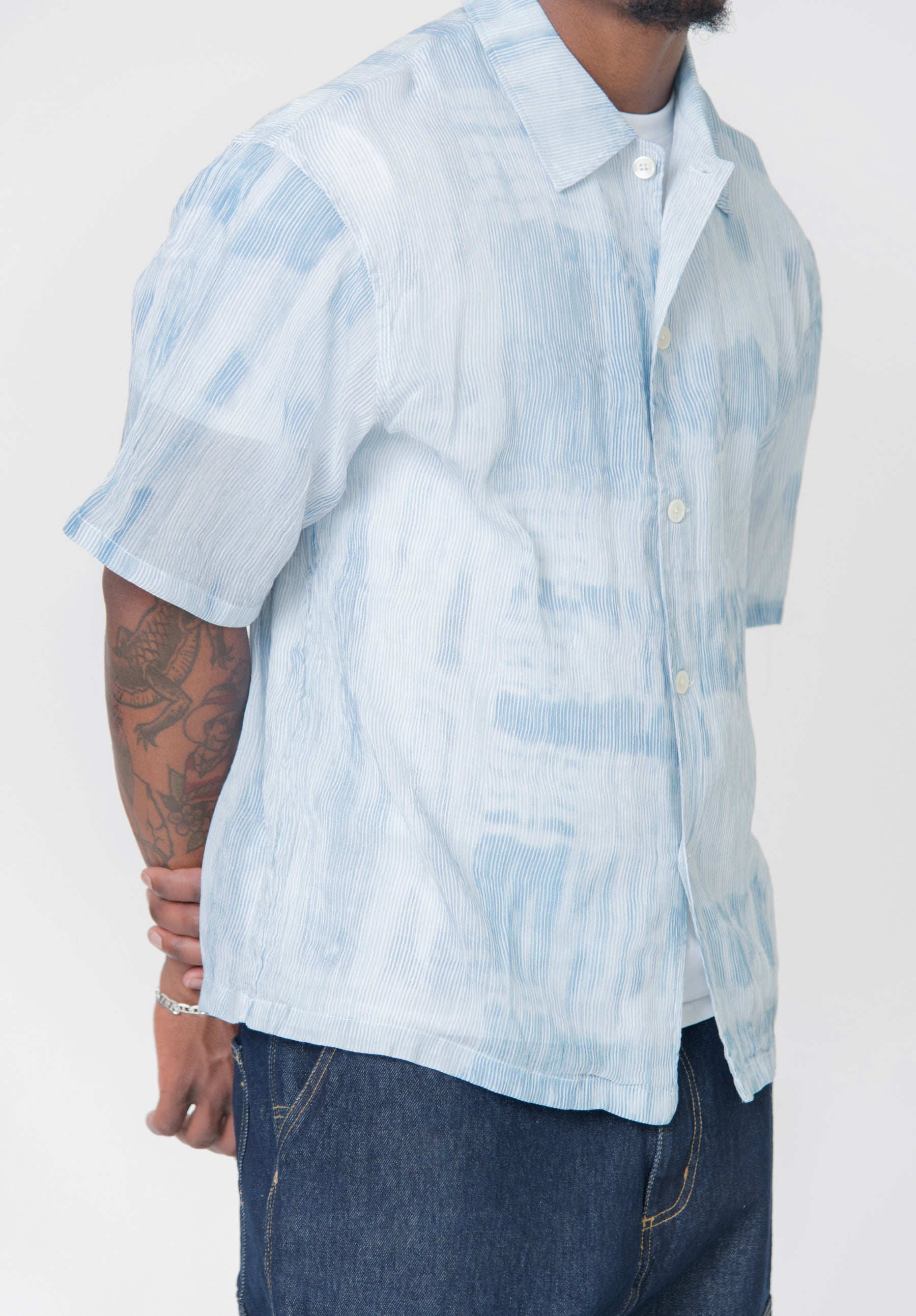 Brush Stroke Box Shirt Blue