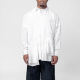 Panelled Flap Long Sleeve Button-Up Shirt White PO-B024