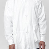 Panelled Flap Long Sleeve Button-Up Shirt White PO-B024