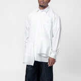 Panelled Flap Long Sleeve Button-Up Shirt White PO-B024