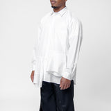 Panelled Flap Long Sleeve Button-Up Shirt White PO-B024