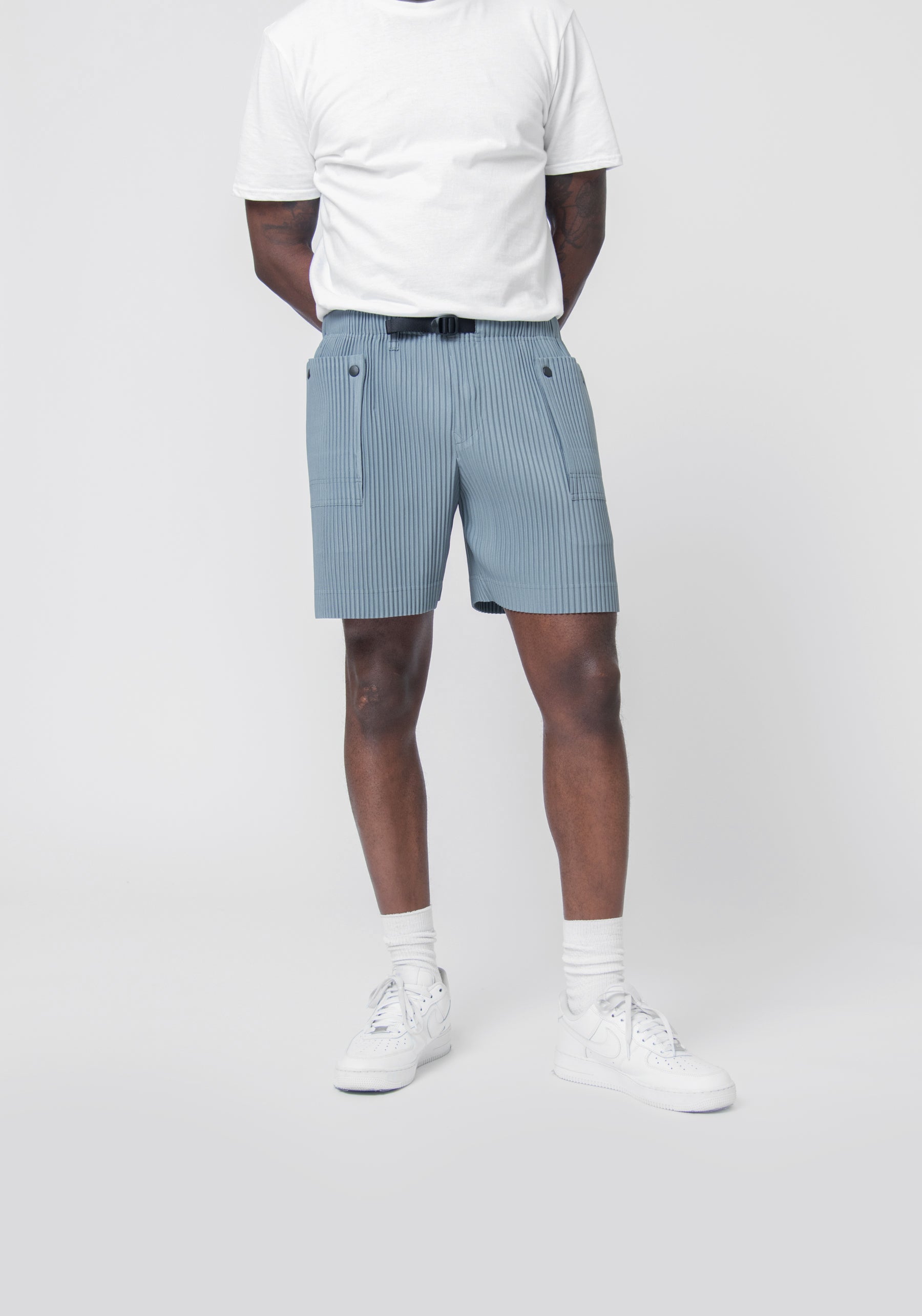 Flip Pleated Short Moss Grey JF174-13 – NOMAD