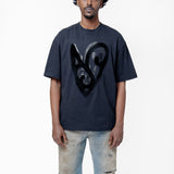 Printed Heart T-Shirt Black FN-UX-TSHI000140