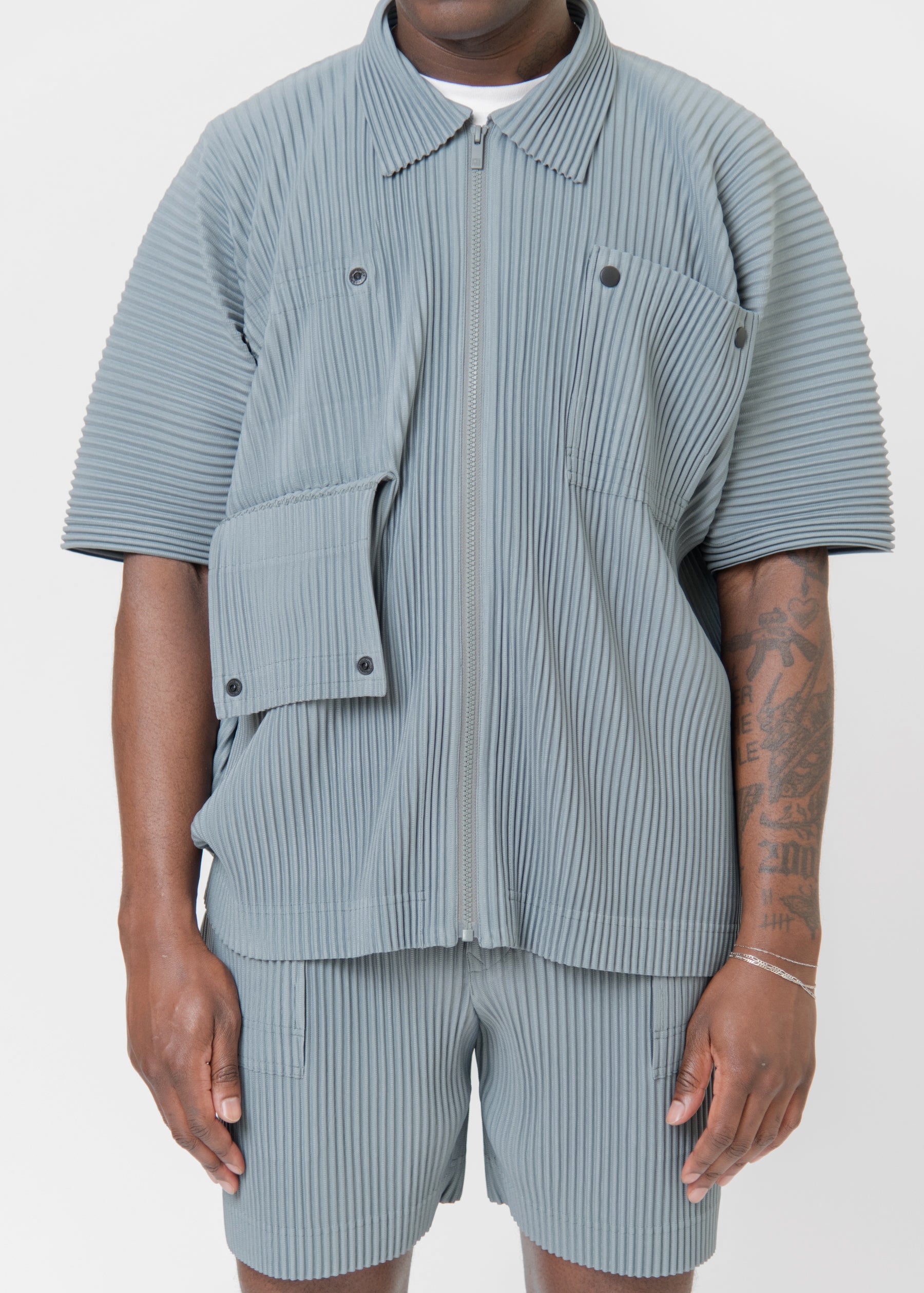 Flip Pleated Shirt Moss Grey JJ172-13