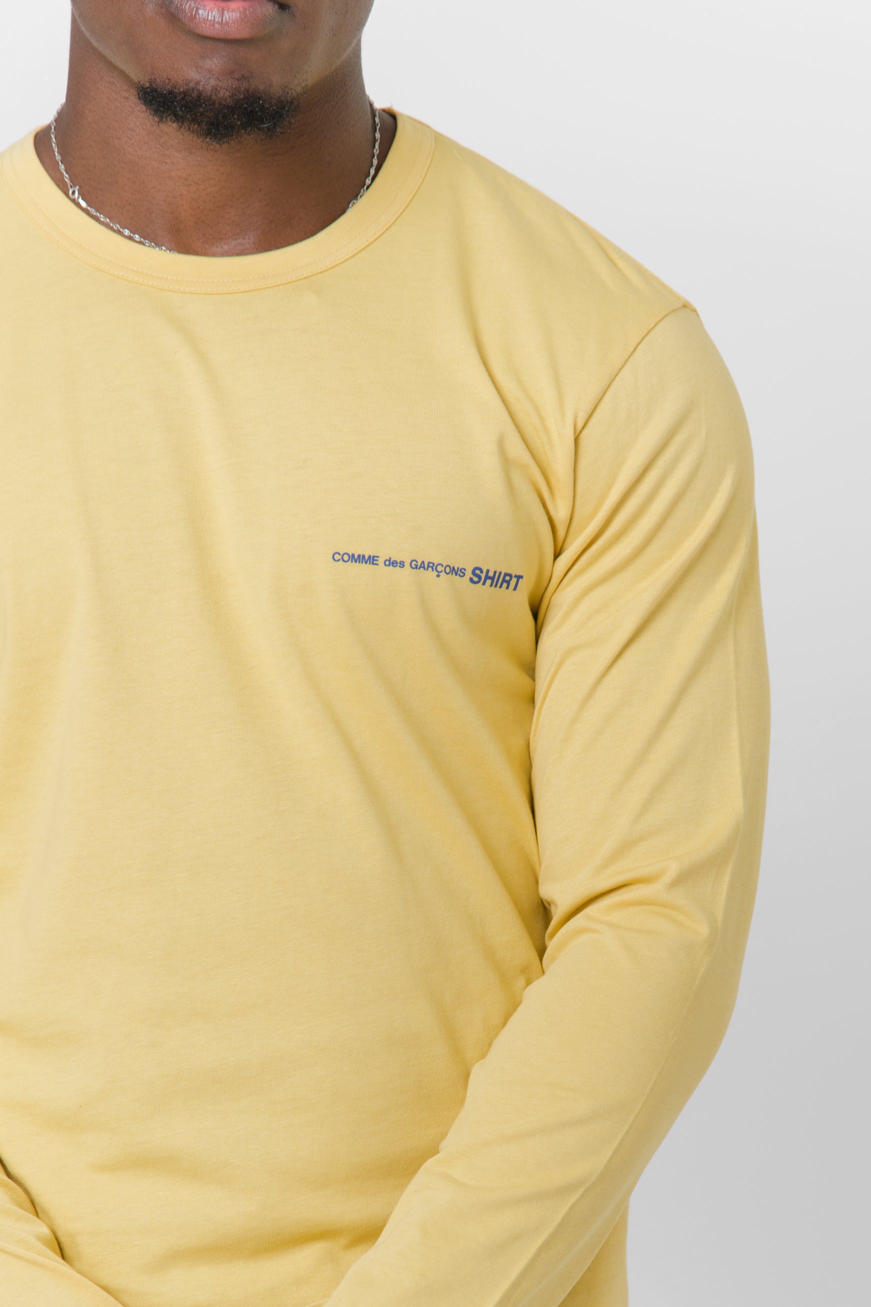 Long Sleeve Chest Print Logo Tee Yellow T019