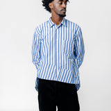 Striped Long Sleeve Button-Up Shirt Blue/White FN-B030-W24