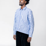 Striped Long Sleeve Button-Up Shirt Blue/White FN-B030-W24