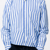 Striped Long Sleeve Button-Up Shirt Blue/White FN-B030-W24