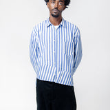 Striped Long Sleeve Button-Up Shirt Blue/White FN-B030-W24