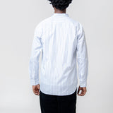 Live Free Curved Printed Long Sleeve Button-Up Shirt White/Blue FN-B006-W24