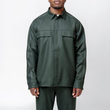 Flannel Piping Overshirt Dark Green AG121024CB