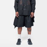 Pleated Paneled Shorts Black PO-P053-051-1