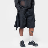 Pleated Paneled Shorts Black PO-P053-051-1