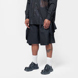 Pleated Paneled Shorts Black PO-P053-051-1