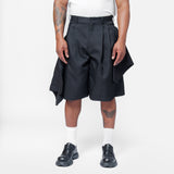Pleated Paneled Shorts Black PO-P053-051-1