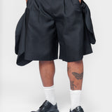 Pleated Paneled Shorts Black PO-P053-051-1