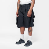 Pleated Paneled Shorts Black PO-P053-051-1