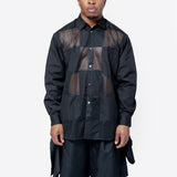 Checkered Mesh Long Sleeve Button-Up Shirt PO-B001-051