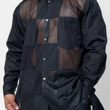Checkered Mesh Long Sleeve Button-Up Shirt PO-B001-051