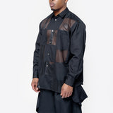 Checkered Mesh Long Sleeve Button-Up Shirt PO-B001-051