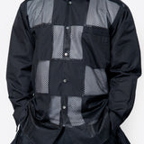 Checkered Mesh Long Sleeve Button-Up Shirt PO-B001-051