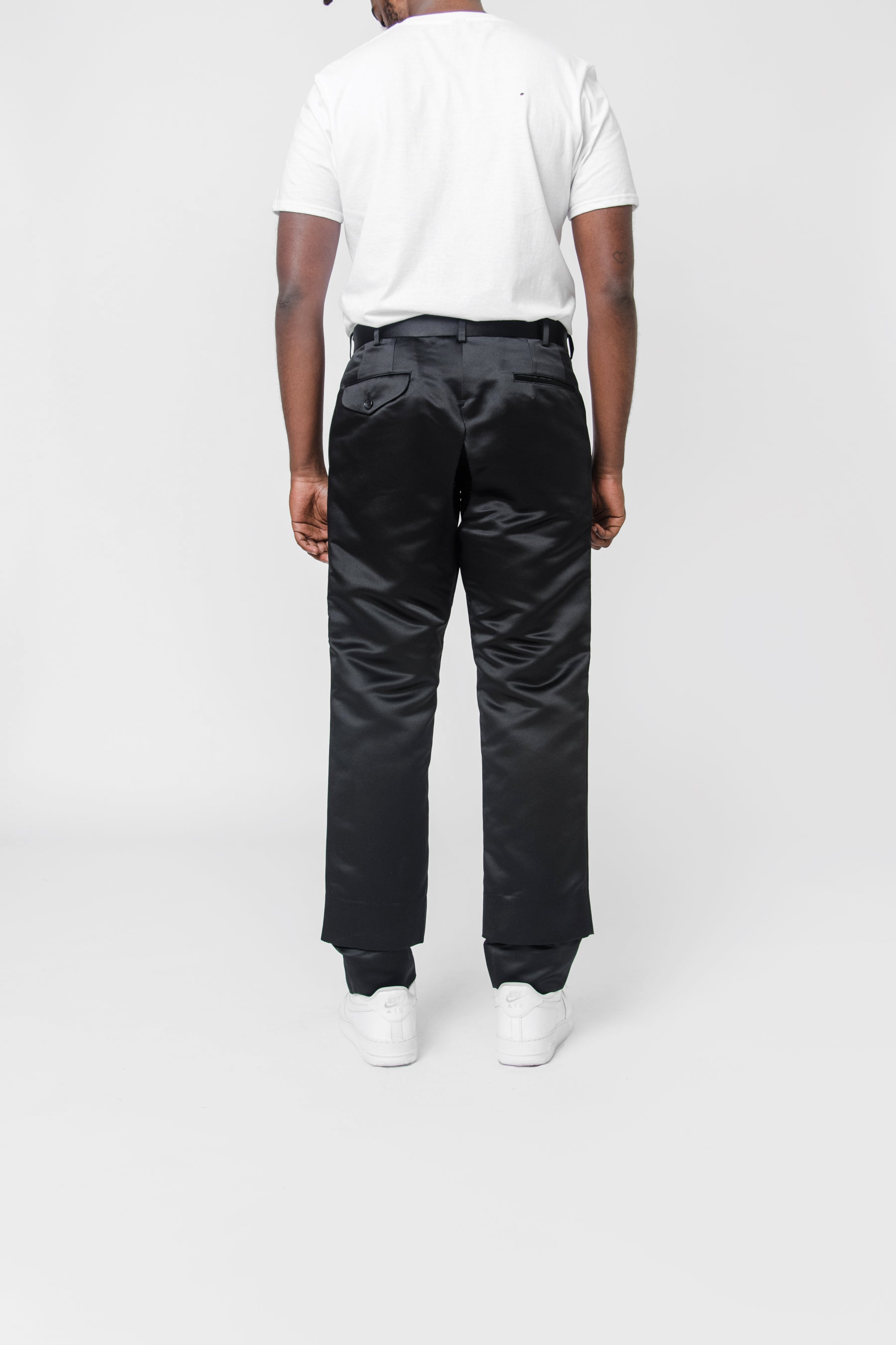 Thick Polyester Satin Trouser Black PL-P036