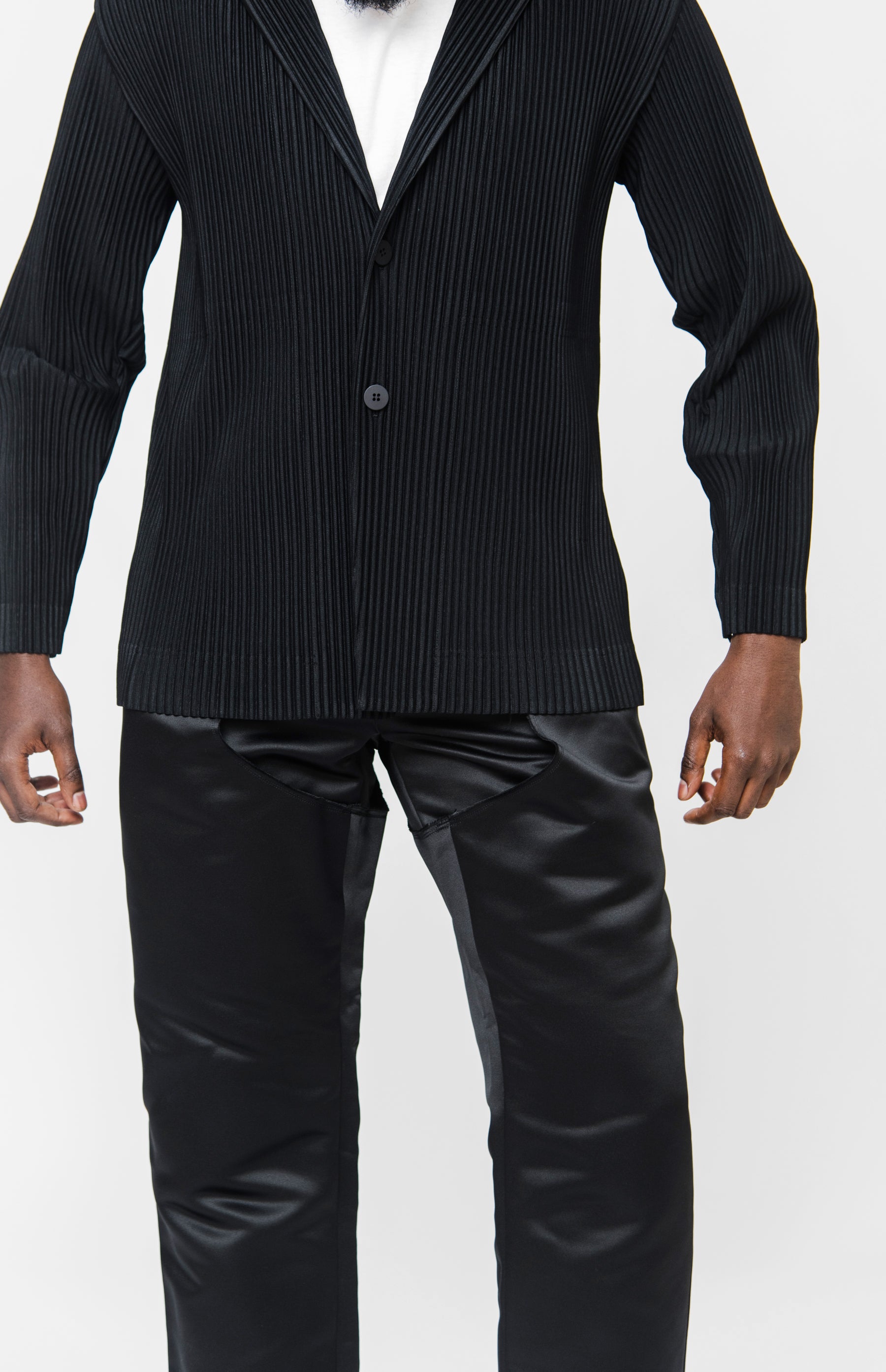 Thick Polyester Satin Trouser Black PL-P036