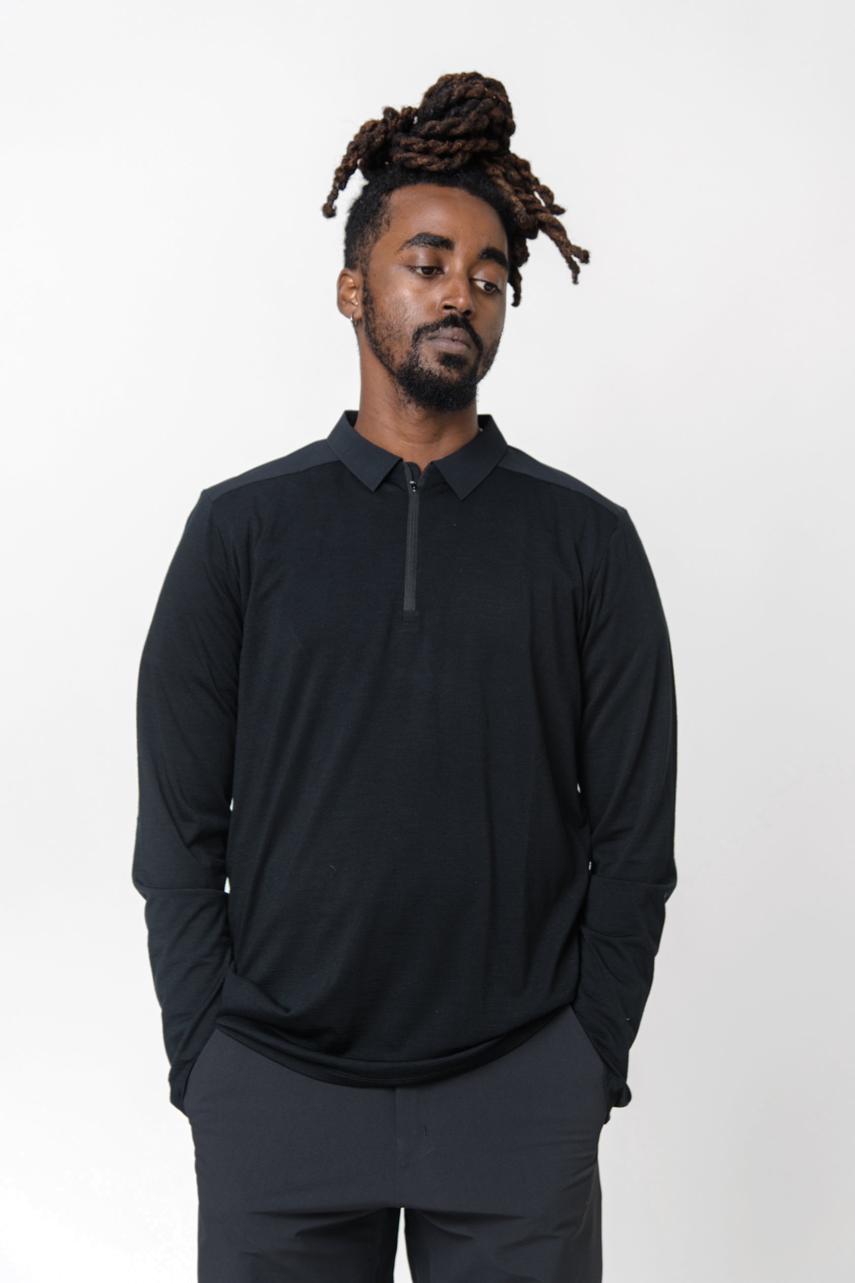 Frame Long Sleeve Polo Black