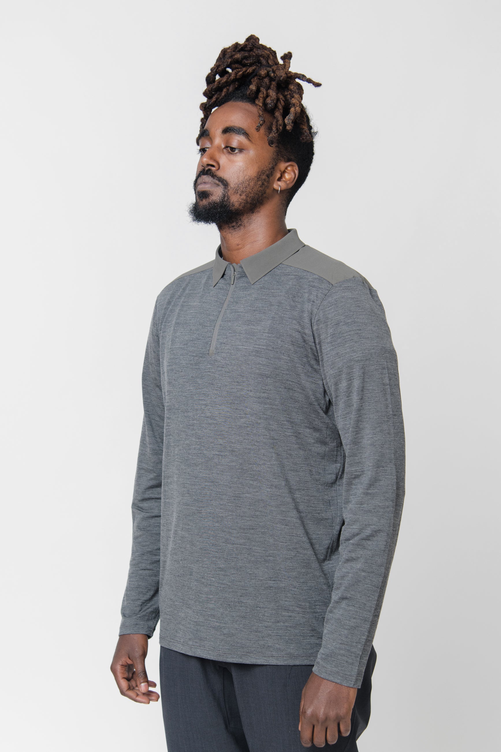 Frame Long Sleeve Polo Shade Heather
